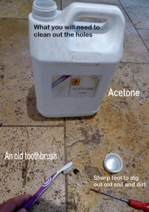 preparation cleaning holes in floor tile