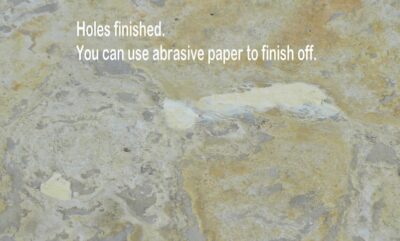 Filling hole in travertine using tenax